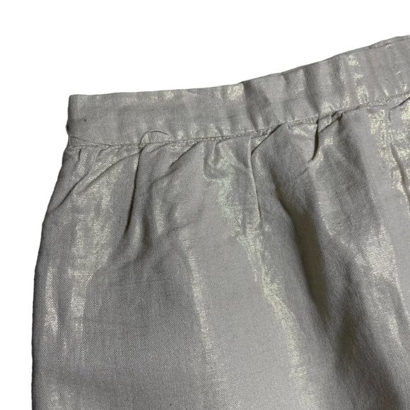 Anthropologie Linen Blend Skirt 6 Edme Esyllte Metallic Scalloped Tulip Gold - Picture 11 of 12